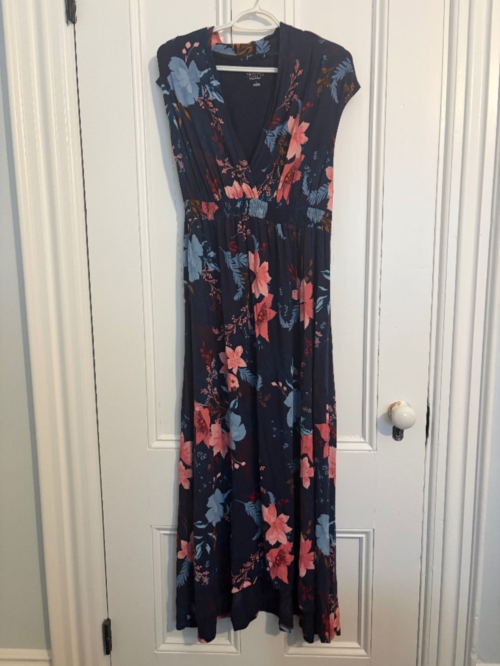 Blue floral midi maternity dress by Isabel